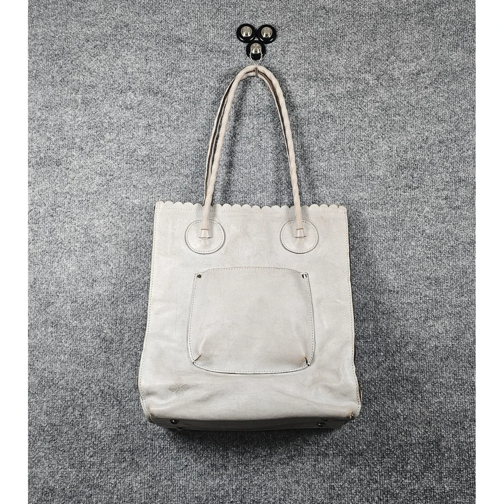 Patricia Nash Light Gray Tooled Cutout Floral Tote Bag Southwestern Minimalist